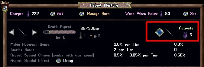 activate aspect